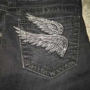 Miss Me Buckle Black Sz 28 boot cut Jeans Wings